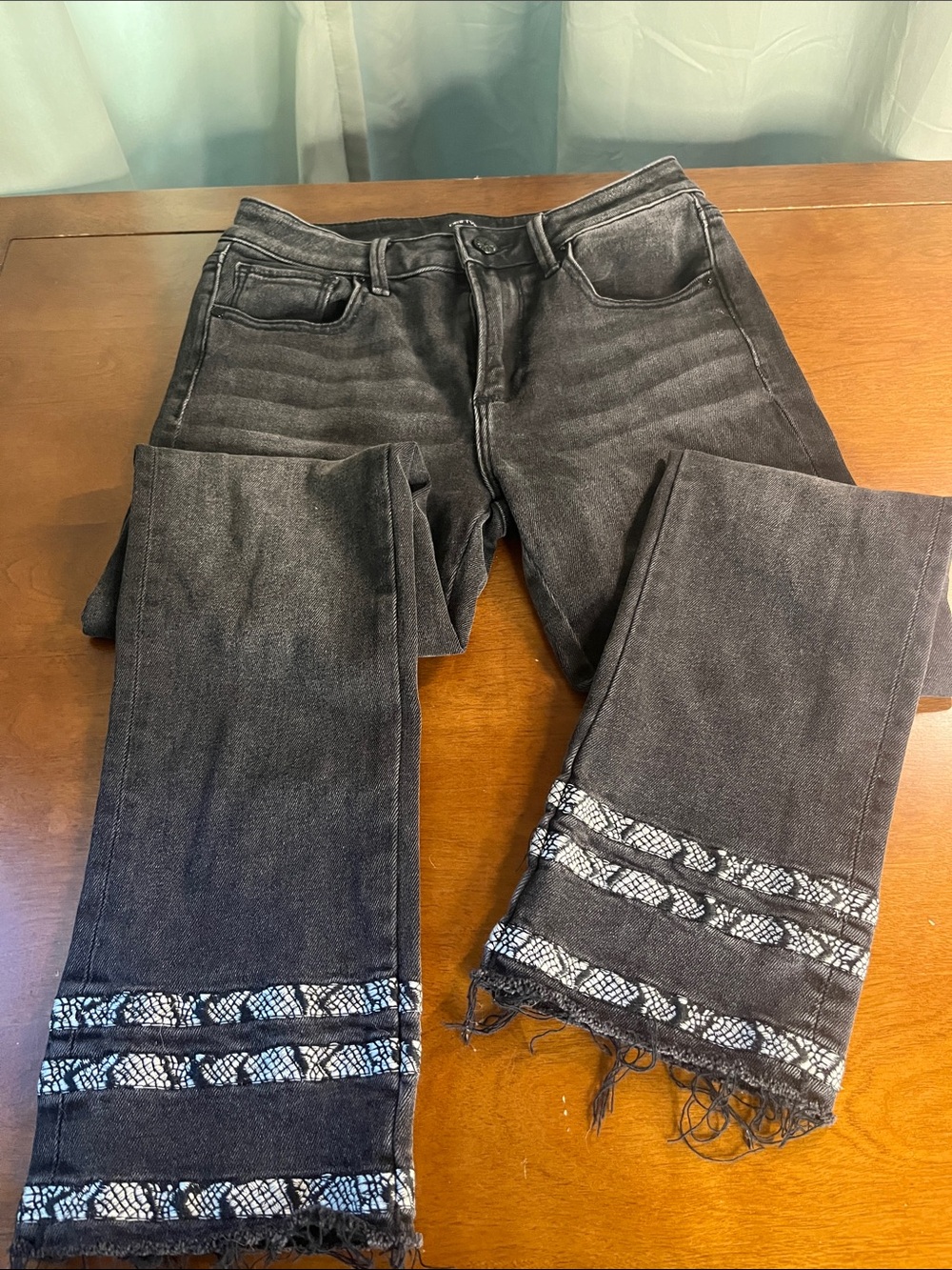 DRIFTWOOD Colette Black Jeans with Patterned Hem